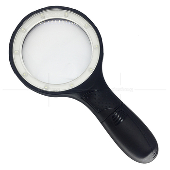 Ručna povećala s 12 LED dioda, promjera 138 mm, neklizajući držač, dvostruko uvećanje za čitanje knjiga