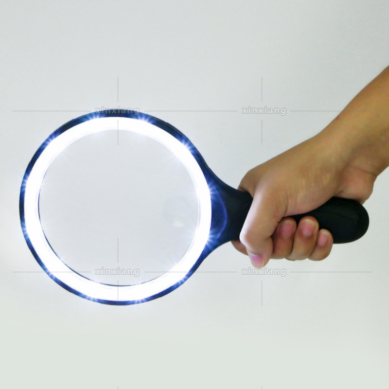 Ručna povećala s 12 LED dioda, promjera 138 mm, neklizajući držač, dvostruko uvećanje za čitanje knjiga