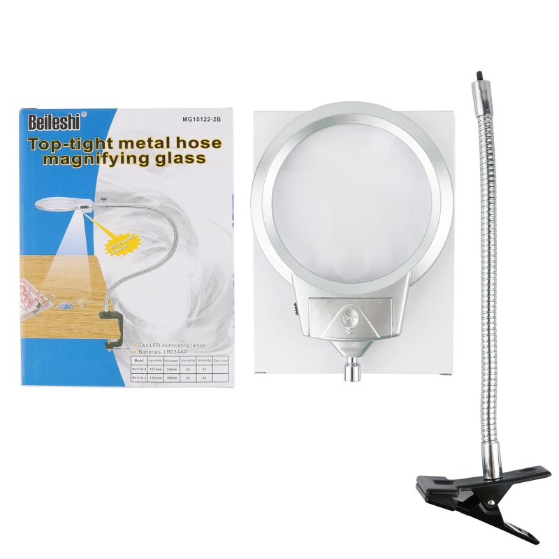 Klip-on LED povećalo s metalnim stolnim držačem, model 15122-2B