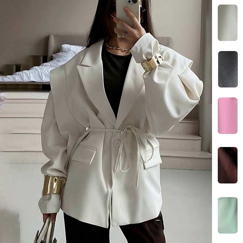 Primăvara 2026: sacou feminin slim cu șnur, culoare solidă