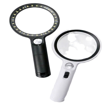 Ance 6906 Ručna lupa od akrilne leće s povećanjem 5x/13x/20x, 30 LED svjetla, UV svjetlo, 90 mm lupa za čitanje