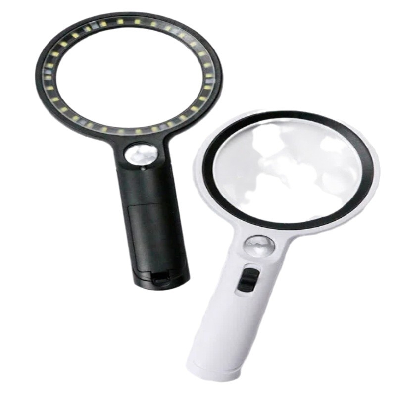 Ance 6906 Ručna lupa od akrilne leće s povećanjem 5x/13x/20x, 30 LED svjetla, UV svjetlo, 90 mm lupa za čitanje
