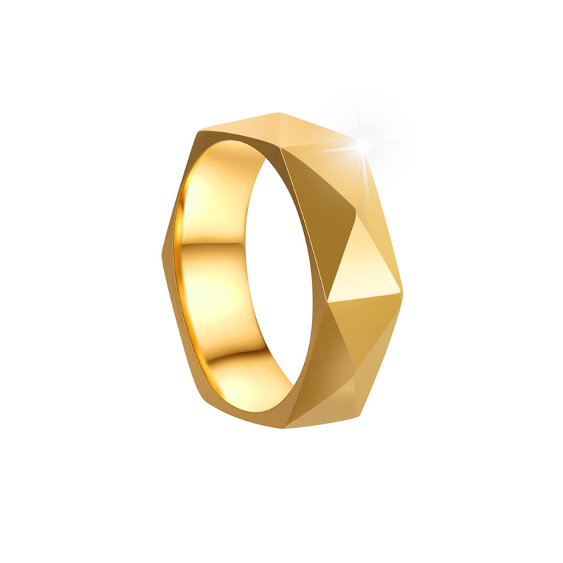 Titan čelični prsten, 6 mm, romb fasetni dizajn, minimalistički geometrijski stil, unisex