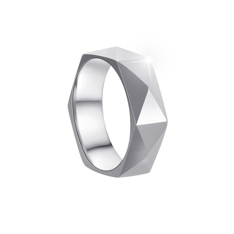 Titan čelični prsten, 6 mm, romb fasetni dizajn, minimalistički geometrijski stil, unisex
