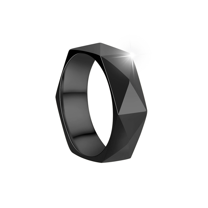 Titan čelični prsten, 6 mm, romb fasetni dizajn, minimalistički geometrijski stil, unisex