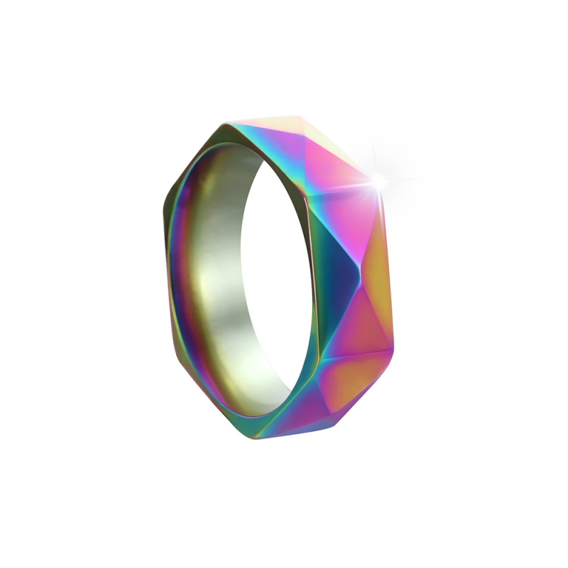 Titan čelični prsten, 6 mm, romb fasetni dizajn, minimalistički geometrijski stil, unisex