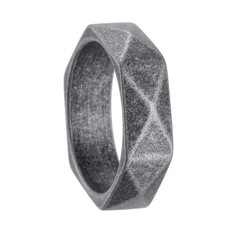 Titan čelični prsten, 6 mm, romb fasetni dizajn, minimalistički geometrijski stil, unisex