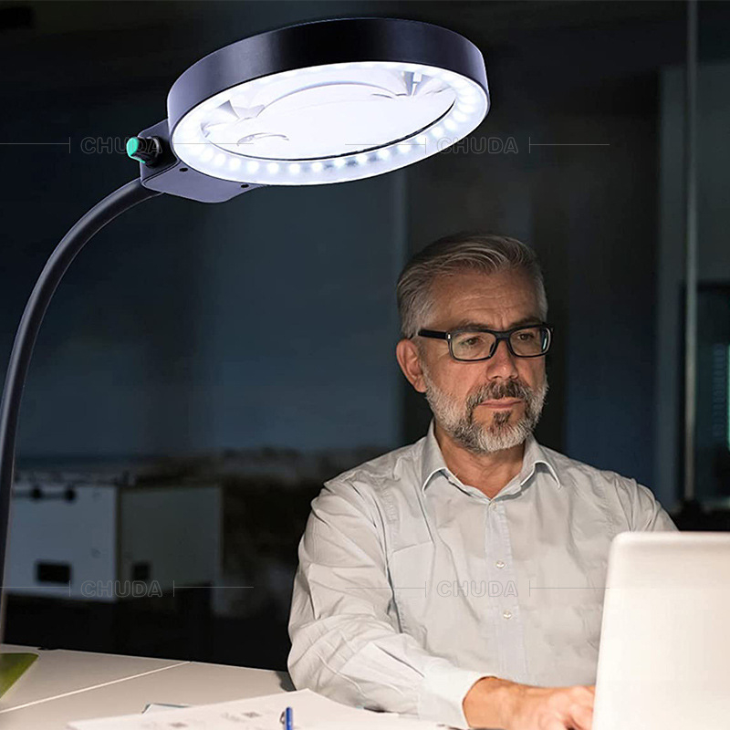 Chuda stolna LED lampa sa 36 LED dioda, povećalo za tetoviranje obrva, alat s dijamantnom ugradom, USB, dvostruka leća 130 mm