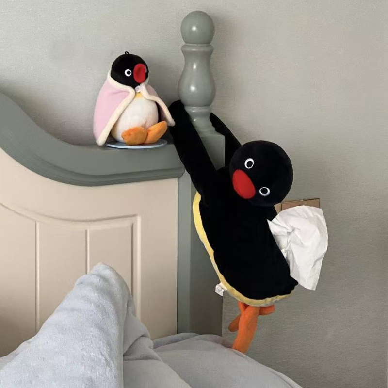 Viseća kutija za maramice s pingvinom Pingu, plišani dizajn za spavaću sobu