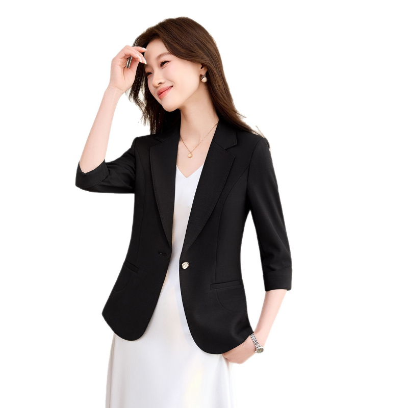 Ženski lagani ljetni sako i set suknje, kratko sako, rukavi 3/4, profesionalni poslovni outfit.