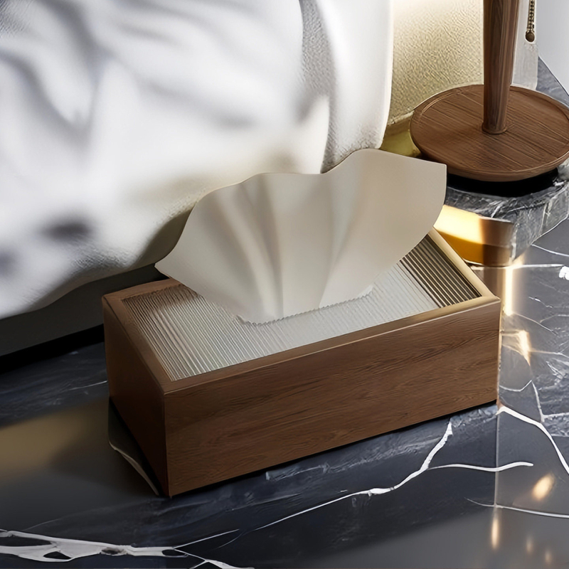 Drvena kutija za maramice visoke klase, stolni dizajn za dnevni boravak i blagovaonu, prirodna drvena završna obrada, za dom ili hotel