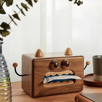 Drvena kutija za maramice od crnog oraha, kreativni vintage stolni dodatak