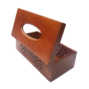 Kutija za salvete od rosewood, s otvorenim dizajnom i preklopnim poklopcem