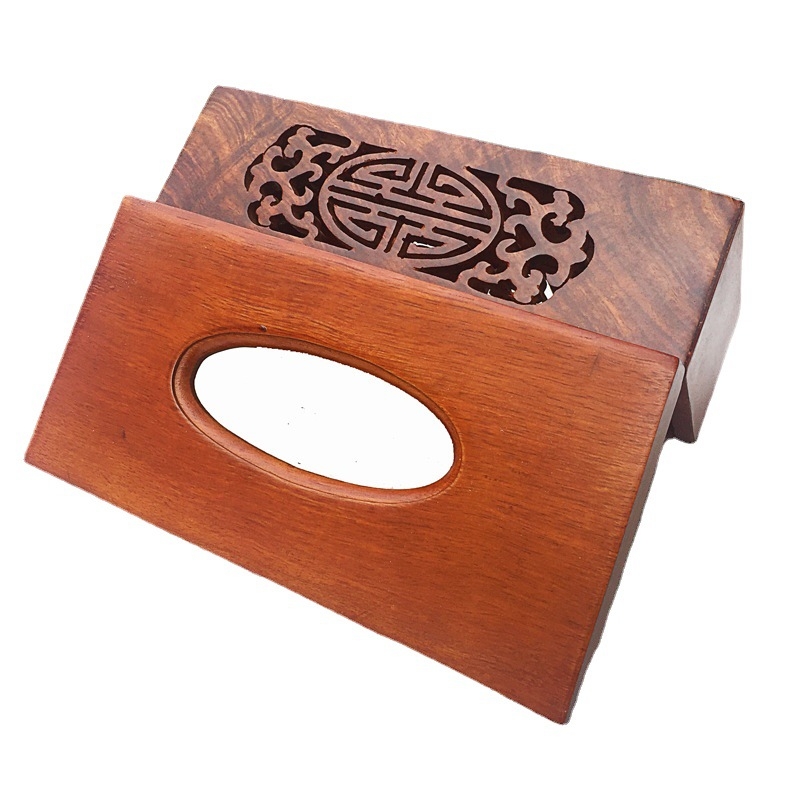Kutija za salvete od rosewood, s otvorenim dizajnom i preklopnim poklopcem