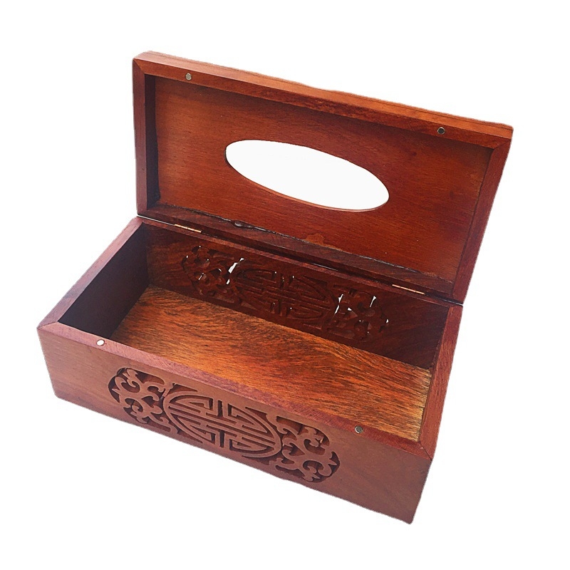 Kutija za salvete od rosewood, s otvorenim dizajnom i preklopnim poklopcem