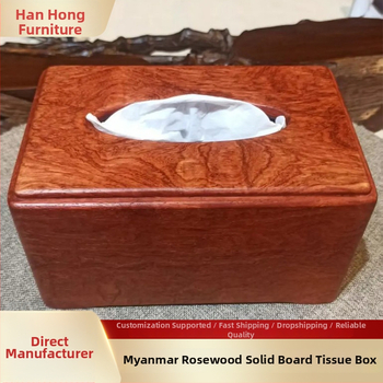 Kutija za maramice od masivnog drva Myanmar Rosewood – za dnevni boravak, stol za kavu, spavaću sobu i blagovaonicu
