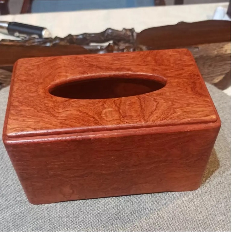 Kutija za maramice od masivnog drva Myanmar Rosewood – za dnevni boravak, stol za kavu, spavaću sobu i blagovaonicu