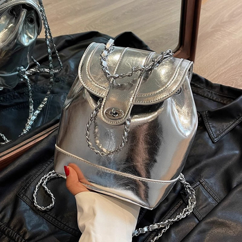 Dámsky batoh s retiazkovým popruhom, Chanel inšpirovaný bucket, z PU kože, 2025 nový dizajn, univerzálny štýl