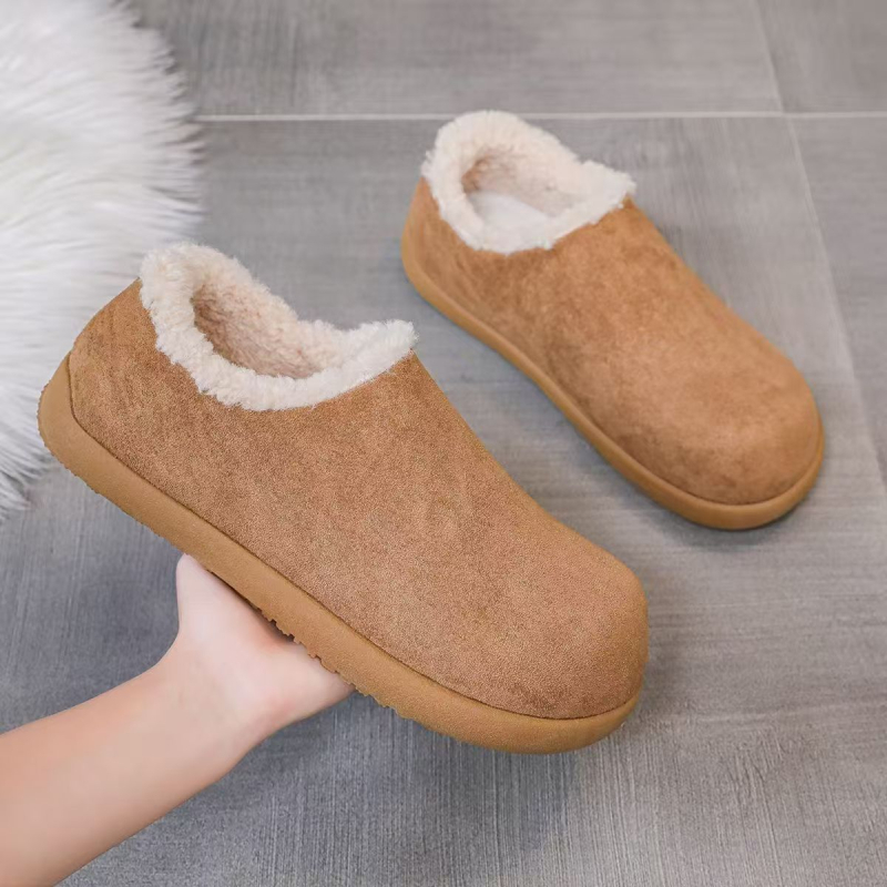 Pánske zimné topánky bez šnúr s hrubou podrážkou, nepremokavé, vlnená podšívka, inšpirované Birkenstock
