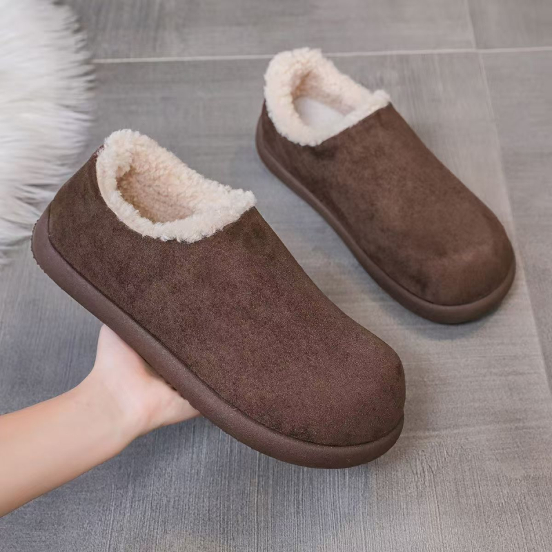 Pánske zimné topánky bez šnúr s hrubou podrážkou, nepremokavé, vlnená podšívka, inšpirované Birkenstock