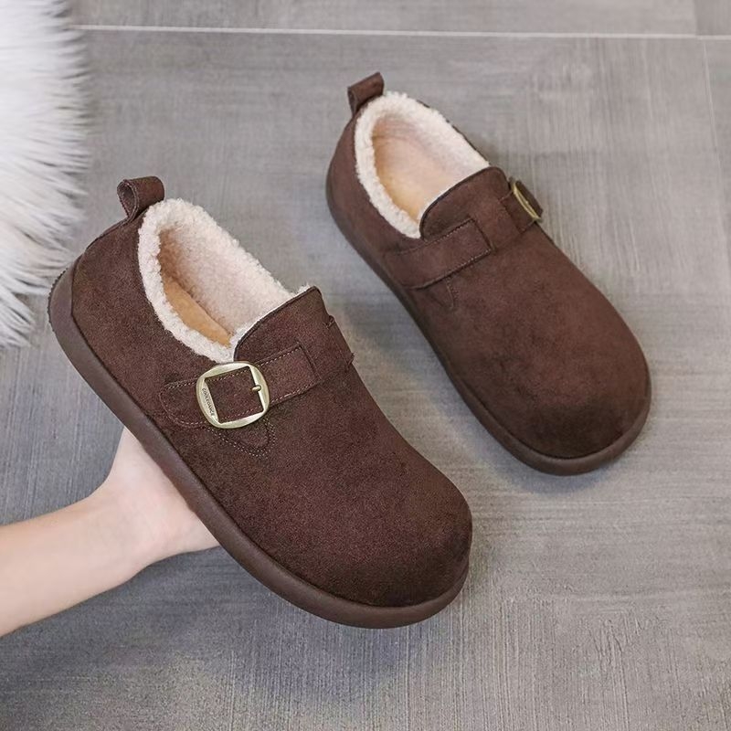 Pánske zimné topánky bez šnúr s hrubou podrážkou, nepremokavé, vlnená podšívka, inšpirované Birkenstock