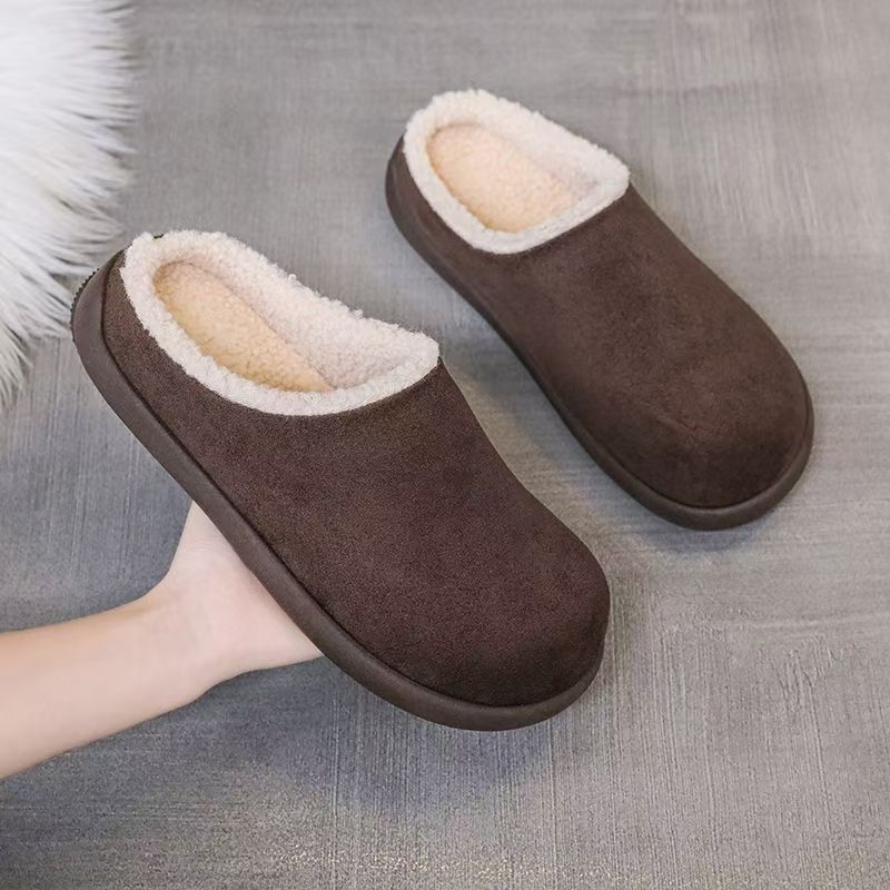 Pánske zimné topánky bez šnúr s hrubou podrážkou, nepremokavé, vlnená podšívka, inšpirované Birkenstock
