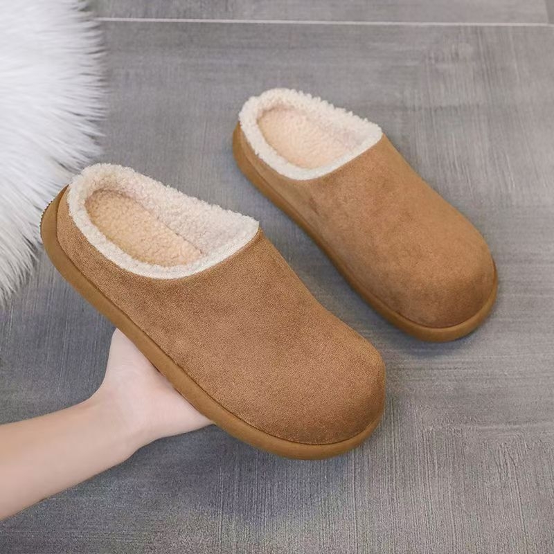 Pánske zimné topánky bez šnúr s hrubou podrážkou, nepremokavé, vlnená podšívka, inšpirované Birkenstock