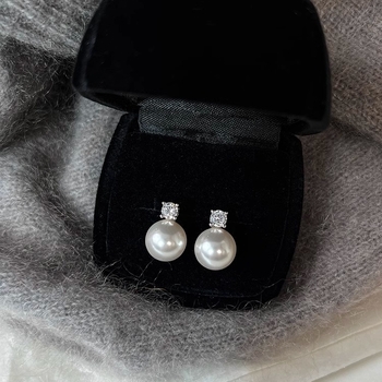 Okrugle umjetne biserne naušnice od srebra 925, elegantan minimalistički retro stil za žene