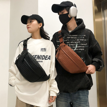Vintage inspirirana PU tkanina torba oko struka za žene i muškarce, univerzalna crossbody torba