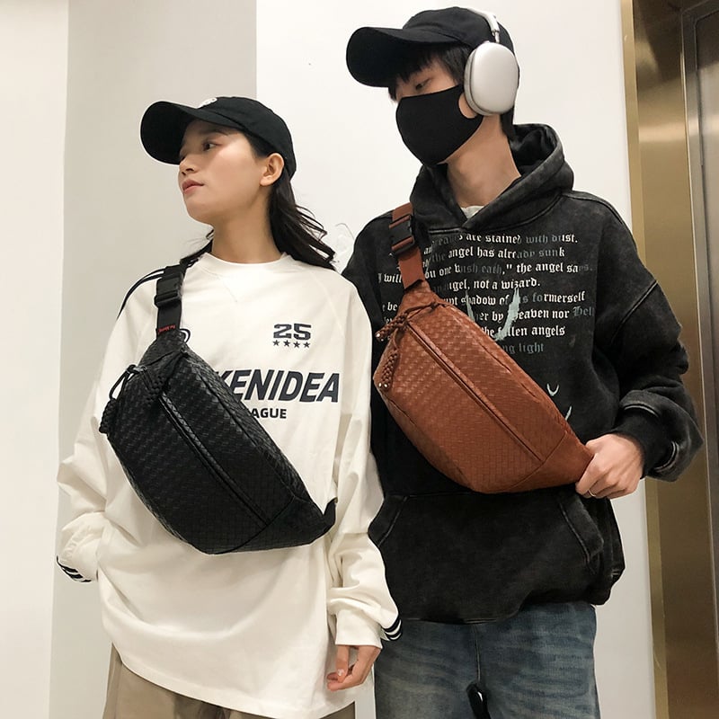 Vintage inspirirana PU tkanina torba oko struka za žene i muškarce, univerzalna crossbody torba