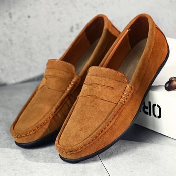 Nova muška kožna slip-on cipela, casual, četvrtastog vrha, veličine 40–48, ravna potplata, crvena