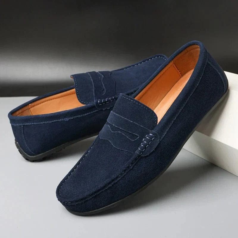 Nova muška kožna slip-on cipela, casual, četvrtastog vrha, veličine 40–48, ravna potplata, crvena