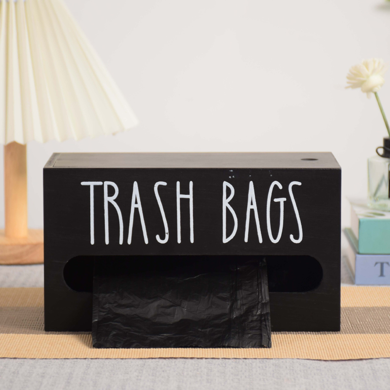 Kvadratna drvena kutija za skladištenje vrećica za otpad s mogućnošću vješanja i izvadnom kutijom za maramice na stolu (23,5×13×13 cm)