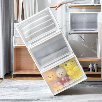 Set kutija za skladištenje s ladicama, 4 komada, organizacija ormara za igračke, knjige i odjeću, 30–40 L, dimenzije 35×44×30 cm, PP materijal, japanski stil