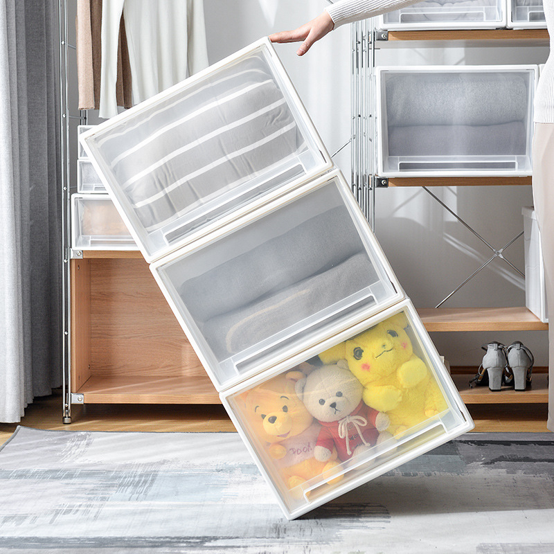 Set kutija za skladištenje s ladicama, 4 komada, organizacija ormara za igračke, knjige i odjeću, 30–40 L, dimenzije 35×44×30 cm, PP materijal, japanski stil