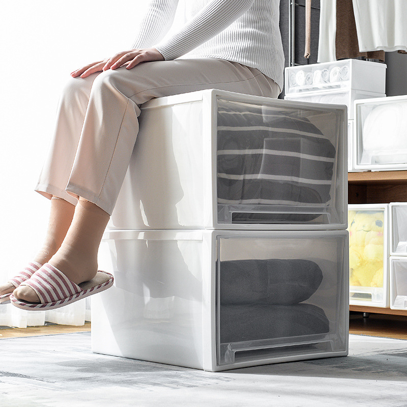 Set kutija za skladištenje s ladicama, 4 komada, organizacija ormara za igračke, knjige i odjeću, 30–40 L, dimenzije 35×44×30 cm, PP materijal, japanski stil
