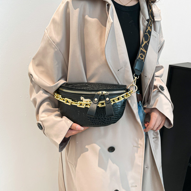 PU jednobojna crossbody torba za žene – višefunkcionalna torba za pojas/prsa/ramena, velik kapacitet, široka naramenica, lanac