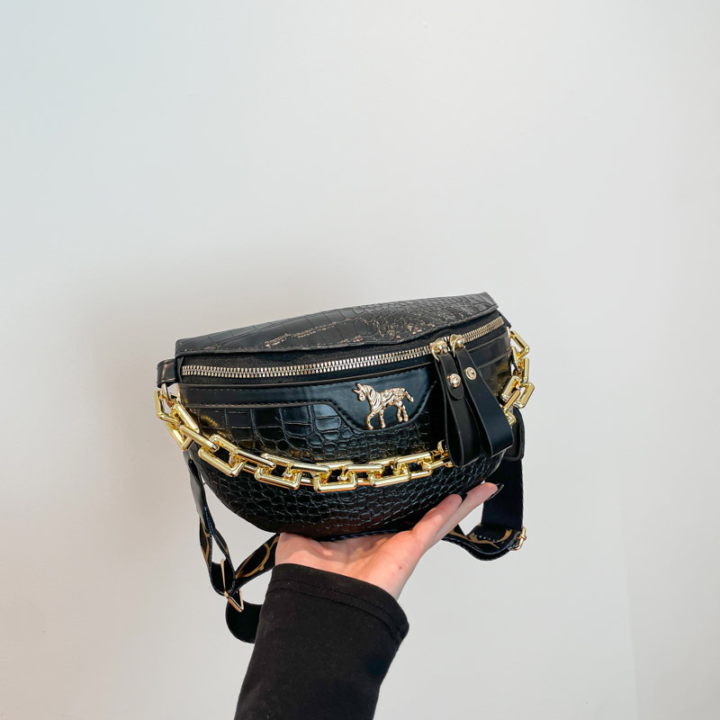 PU jednobojna crossbody torba za žene – višefunkcionalna torba za pojas/prsa/ramena, velik kapacitet, široka naramenica, lanac