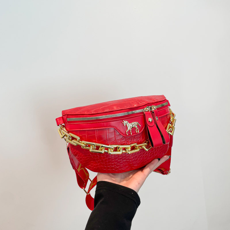 PU jednobojna crossbody torba za žene – višefunkcionalna torba za pojas/prsa/ramena, velik kapacitet, široka naramenica, lanac