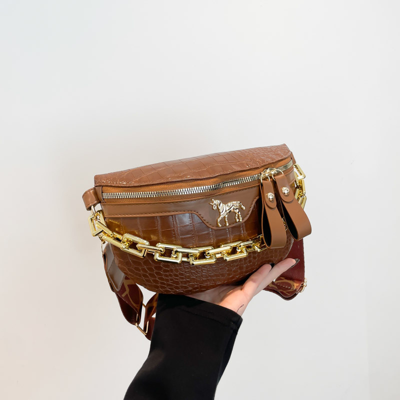 PU jednobojna crossbody torba za žene – višefunkcionalna torba za pojas/prsa/ramena, velik kapacitet, široka naramenica, lanac