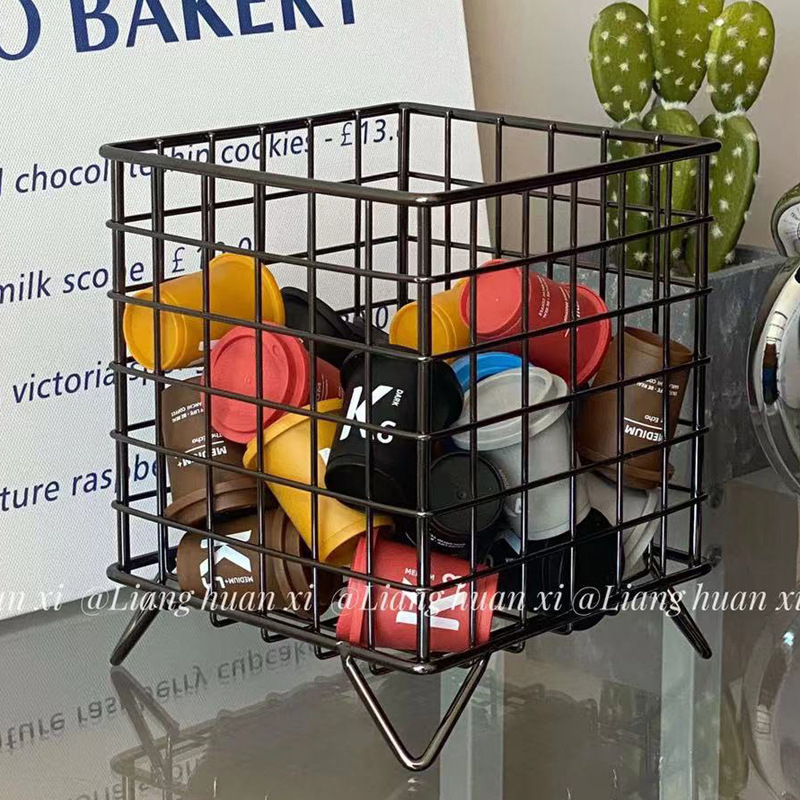Kreativna minimalistička željezna košara za pohranu, kvadratni stolni organizator, nordijski stil