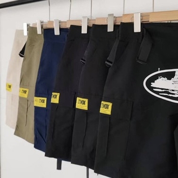Shorturi cargo cu imprimeu cruise, stil American retro, cu mai multe buzunare, croială lejeră pentru bărbați