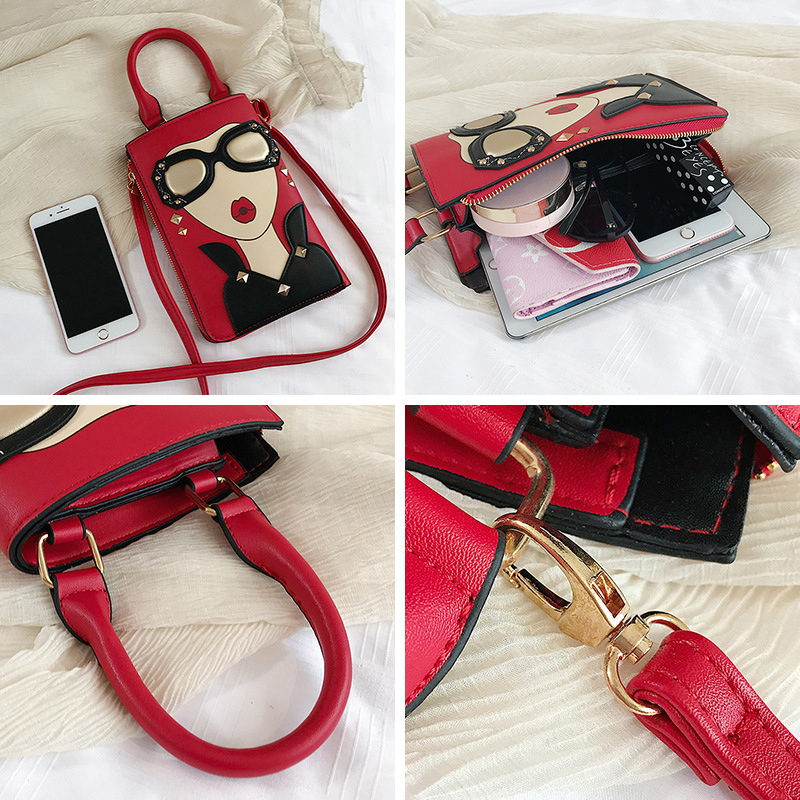 2024 nova korejska moda: torbica s karikaturalnim licem ljepotice, mala torbica za telefon preko ramena ili crossbody