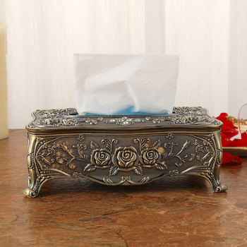Kreativna retro kutija za maramice s rezbarenim motivom ruže, klasična elegancija za dnevni boravak