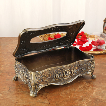 Kreativna retro kutija za maramice s rezbarenim motivom ruže, klasična elegancija za dnevni boravak