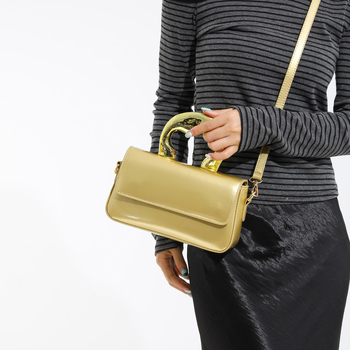 Ženska večernja torba, mala crossbody torba s metalnim dizajnom, 2026 trend, mini kvadratnog oblika