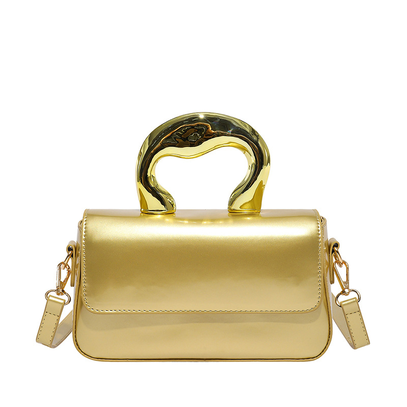 Ženska večernja torba, mala crossbody torba s metalnim dizajnom, 2026 trend, mini kvadratnog oblika