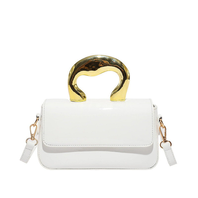 Ženska večernja torba, mala crossbody torba s metalnim dizajnom, 2026 trend, mini kvadratnog oblika
