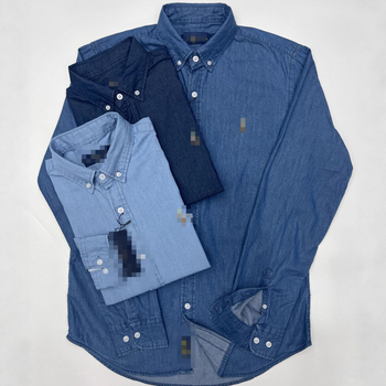 Muška traper košulja s vezom konjića i logom Warhorse, duge rukave, oprani denim, uski kroj