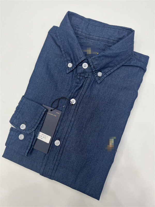 Muška traper košulja s vezom konjića i logom Warhorse, duge rukave, oprani denim, uski kroj